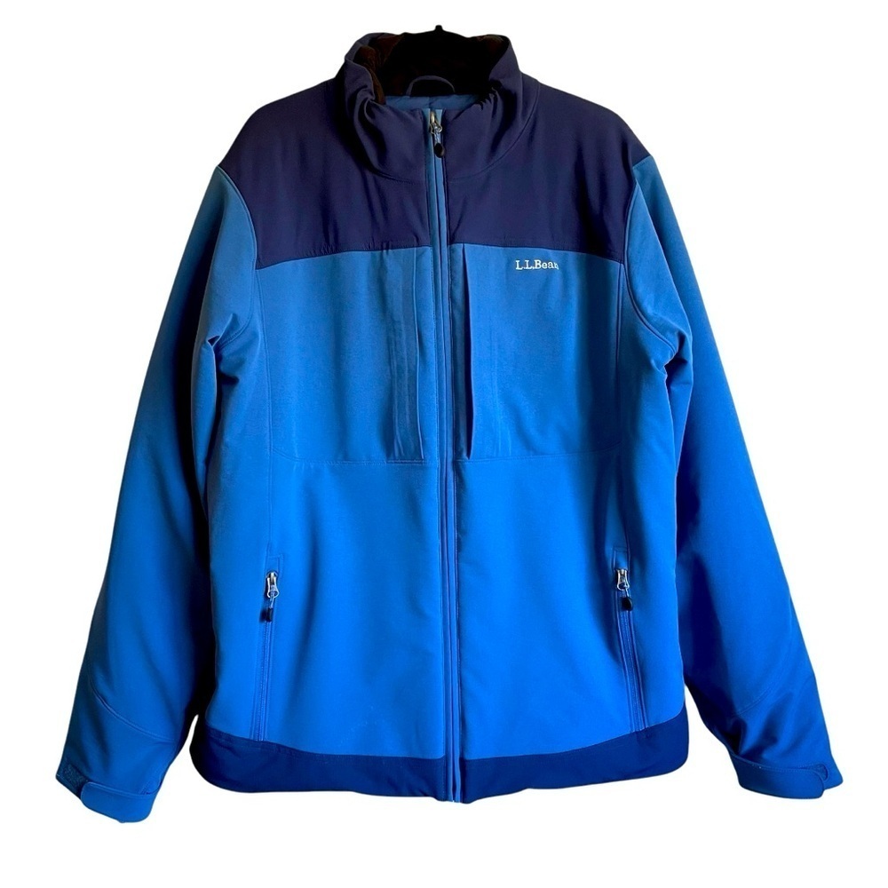 L.L. Bean Blue Colorblock Insulated Jacket Underarm Zip Vents Primaloft‎ Size L